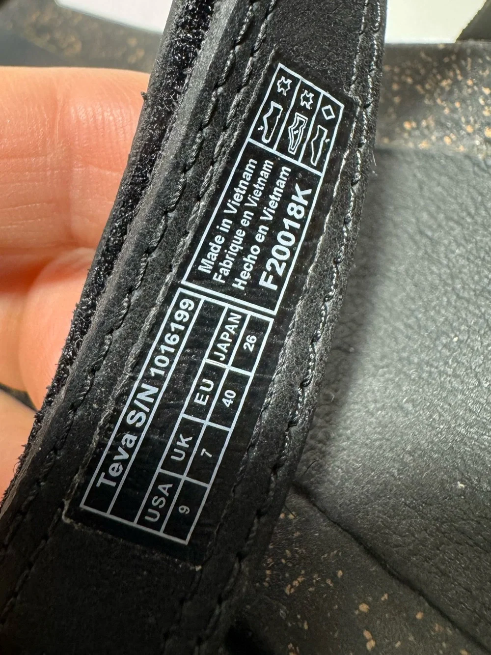 TEVA YSIDRO STITCH WEDGE BLACK LEATHER Ankle Strap SANDALS WOMENS Size 9